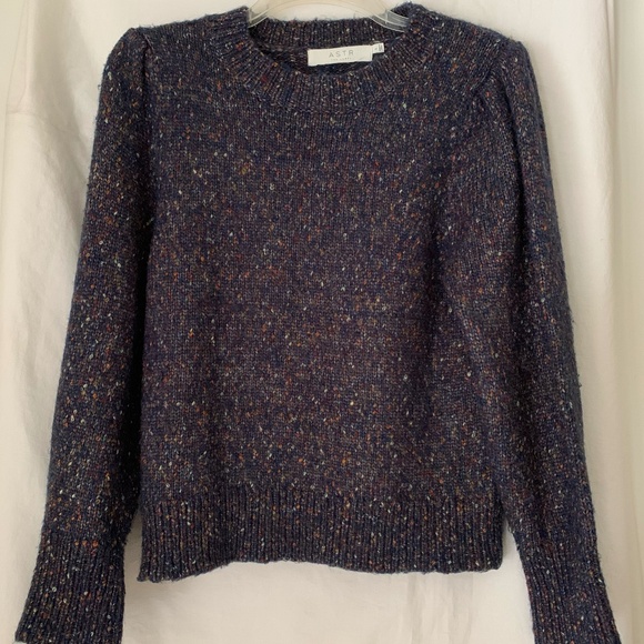 Astr the Label blue flecked 'Dorothy Puff Sleeve Sweater' - Picture 1 of 8
